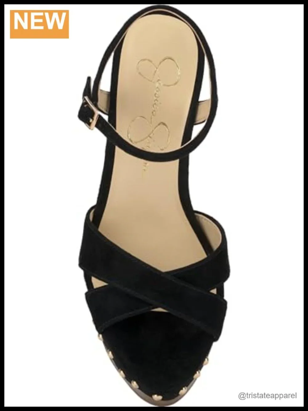 Block Heel Platform Sandals Leather Studded Ankle Strap Peep Toe
